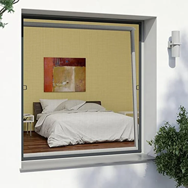 Rhino Screen Insektenschutz Spannrahmen Fliegengitter für Fenster Fenstergitter Fliegenschutz, aus Aluminium, weiß, 130 x 150 cm, 03767 – Bild 2