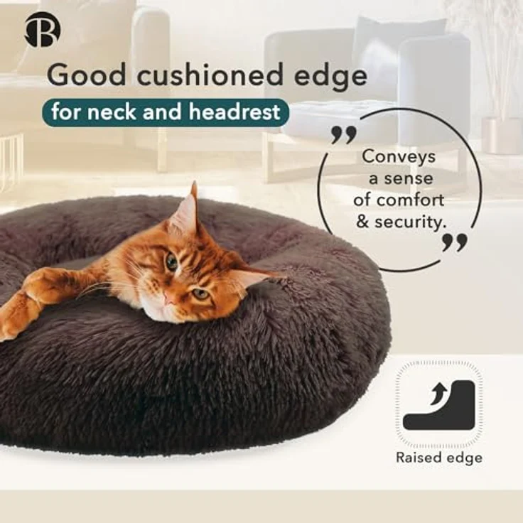 bluzelle Orthopädisches Hundebett für Kleine Hunde & Katzen, 50cm Donut Kissen Memory Foam Hundekorb Katzenbett, Coffee – Bild 5