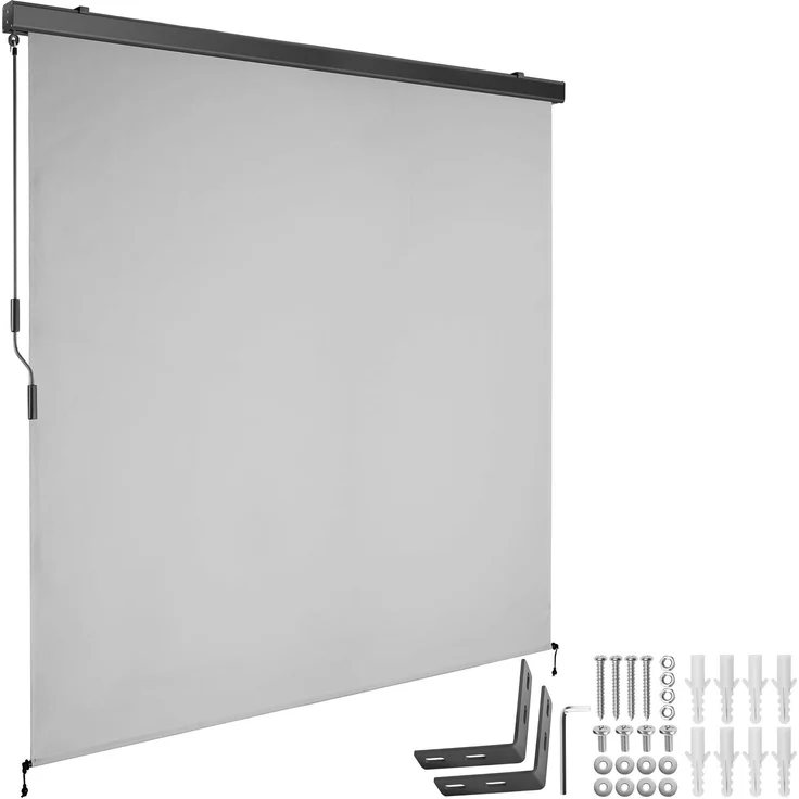 Tectake Senkrechtmarkise Eloise, UV-Schutz 50+, pulverbeschichtetes Aluminium, inkl. Wandhaltern, verschiedene Größen