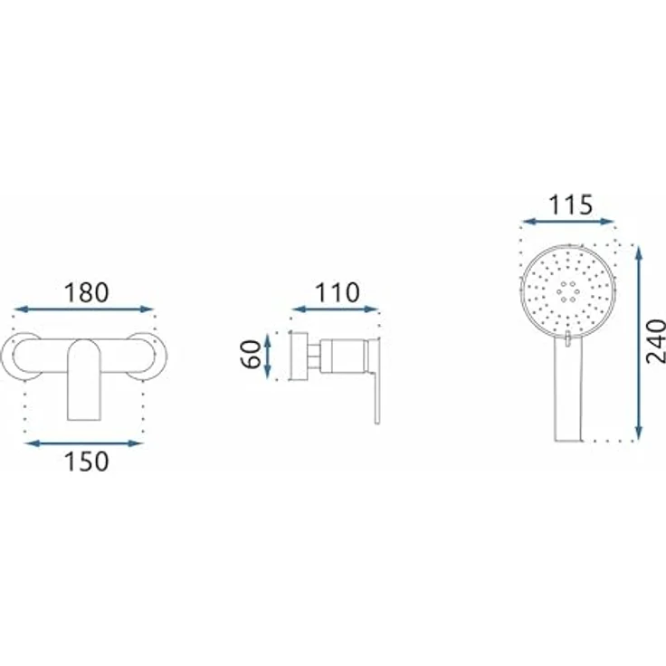Rea Duscharmatur VERSO GOLD, Einhebel Brausebatterie mit Duschkopf aus Messing für Bad (Gold) – Bild 4