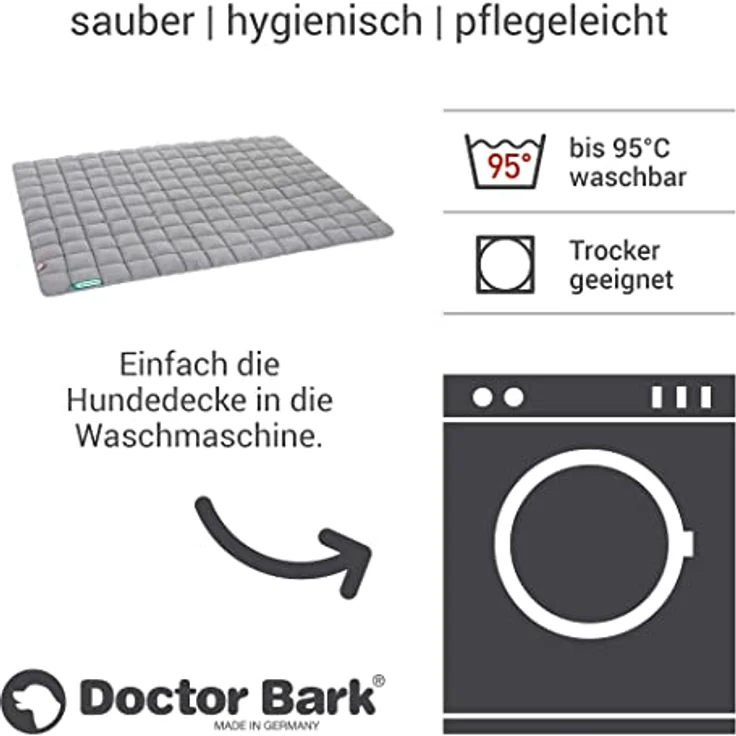 Doctor Bark Hundedecke - weiche, hochwertige Hundematte für sehr große Hunde, robuste Indoor - Outdoor Liegedecke, waschbar bis 95°C (Gr. XXL, Hellgrau) – Bild 5