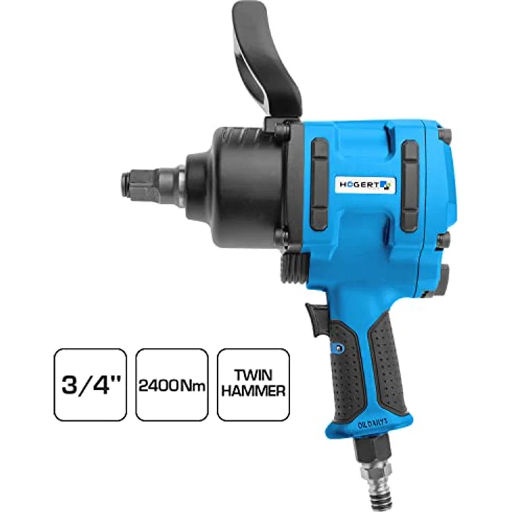 Högert Technik - Pneumatischer Schlagschrauber 3/4" Twin Hammer, Betriebsdrehmoment bis 1800 Nm, 3 Betriebsbereiche, Umschalter für Drehrichtung Links/Rechts, HT4R625 – Bild 5