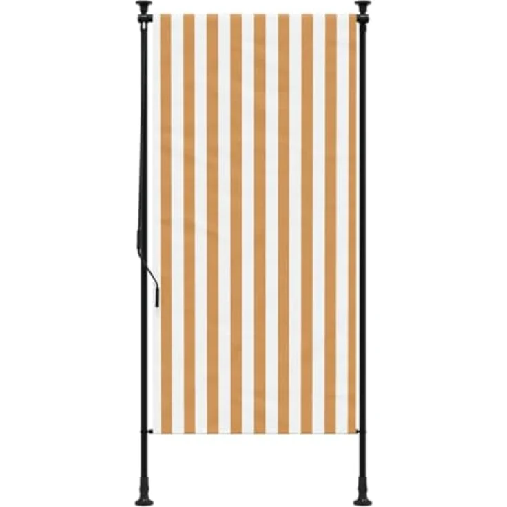 vidaXL Außenrollo, Senkrechtmarkise mit Kurbel, Einziehbar Sichtschutz für Terrasse Balkon, Sonnenschutzrollo, Orange Weiß 120x270cm Stoff Stahl – Bild 3