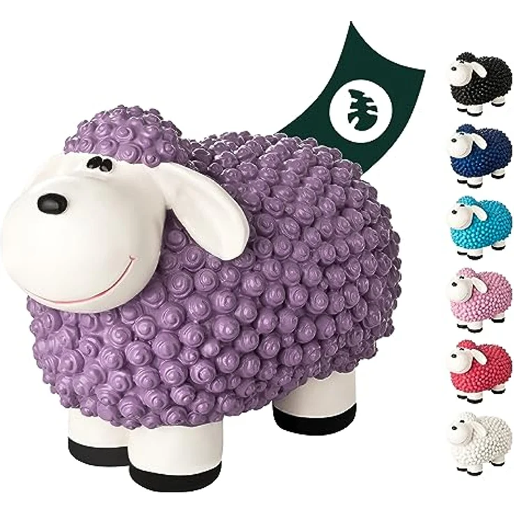 VERDOBA Mini Deko Schaf Molly, wetterfestes Gartenfigur in Pastell Violett, 21 x 12,5 x 16,5 cm – Bild 1