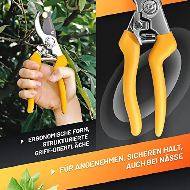 GRÜNTEK Gartenschere Blumenschere GERFALKE, 48 mm Klinge aus japanischem SK5 Stahl, ergonomische Griffform, präzises Schnittergebnis, Pflanzenschere Teflon beschichtet, Bypass Rebschere Rosenschere, grün – Bild 3
