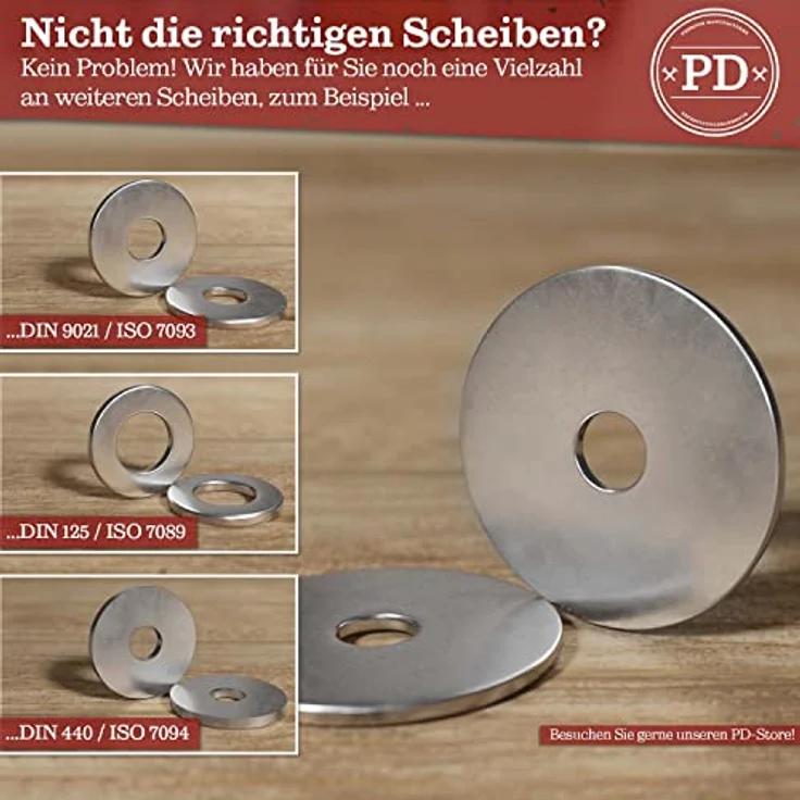 PD® große Karosseriescheiben M8x30 - Edelstahl A2 V2A Unterlegscheiben, rostfrei, extra großer Außendurchmesser, 50 Stück – Bild 5