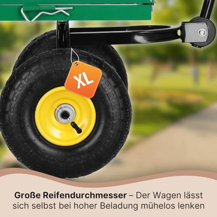 SPRINGOS Bollerwagen Handwagen Transportwagen, herausnehmbare Plane, 400 kg belastbar, einfaches Manövrieren auf unebenem Gelände – Bild 5