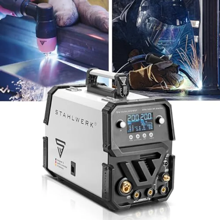 STAHLWERK Kombi-Schweißgerät CTM-250 ST Digital Vollausstattung 5-in-1 Schutzgas-Schweißgerät | Inverter mit 200 A, synergischem Drahtvorschub und integriertem 50 A Plasmaschneider CUT | WIG, 7-Jahre Garantie, DC WIG Schweißen, 2T/4T (WIG/MIG/MAG) – Bild 4