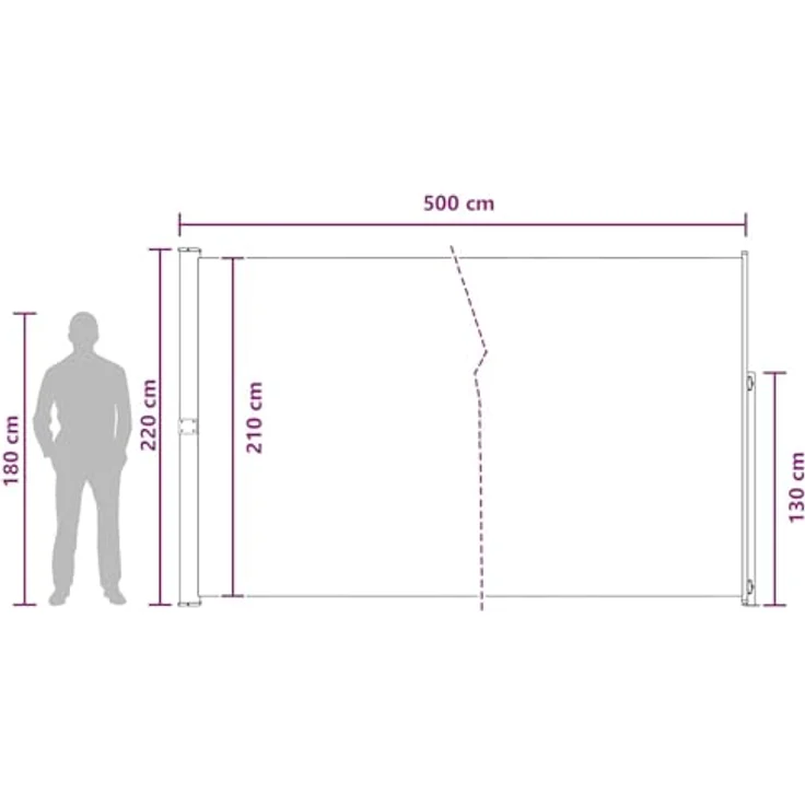 vidaXL Einziehbare Seitenmarkise, 300 cm breit, UV- und wasserfester Sonnenschutz für Terrasse und Garten, Stahlrahmen, pflegeleicht – Bild 3