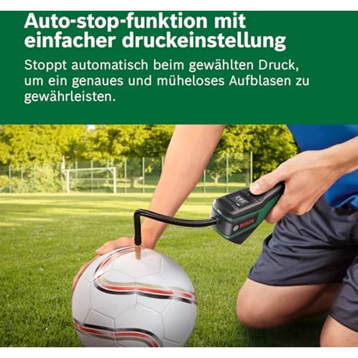 Bosch Akku-Druckluftpumpe PNEO, inkl. Zubehör und Werkzeugtasche, präzises Aufblasen bis 10,3 bar mit Autostopp-Funktion – Bild 4