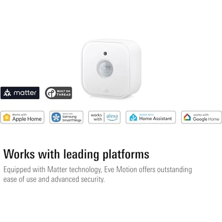 Eve Motion (Matter) Intelligenter Bewegungssensor mit Lichtsensor, IPX3 wasserdicht, automatischer Licht- und Gerätesteuerung, 120° Sichtfeld, Gewinde – Bild 3