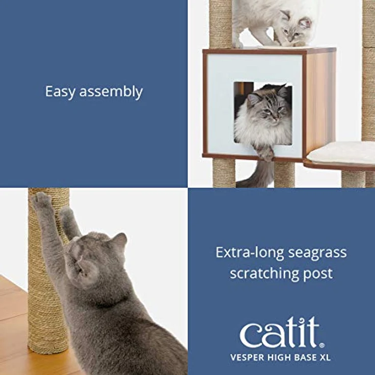 Catit Vesper Katzenmöbel High Base XL, walnuss , Kubus-Höhle mit 3 Plattformen – Bild 4