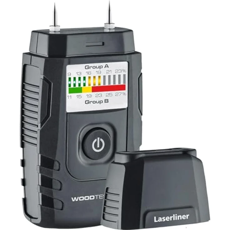 Laserliner WoodTester, Feuchtigkeitsmessgerät für Holz 9 - 27 % mit LED-Display und Selbsttestfunktion – Bild 1