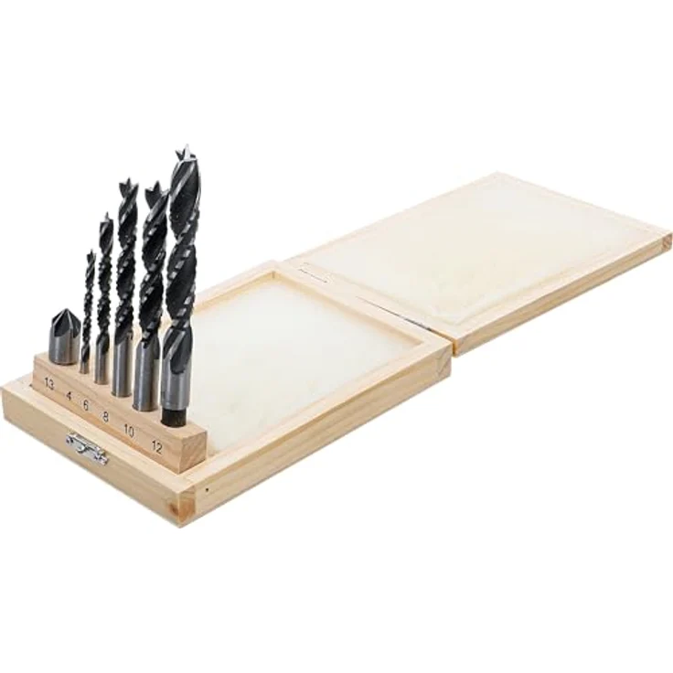 BGS TECHNIC Holzkronen-Fräsbohrer-Satz 4 - 12 mm, 6-teilig, 5-Schneiden Kronenkopf, Zentrierspitze, spezielles Wendelprofil – Bild 3