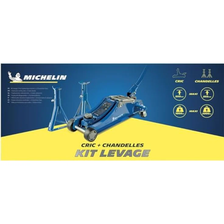 Michelin Hebebock 1800 Kg, Hydraulischer Wagenheber mit höhenverstellbarem Bereich von 105 mm bis 350 mm, blau – Bild 4