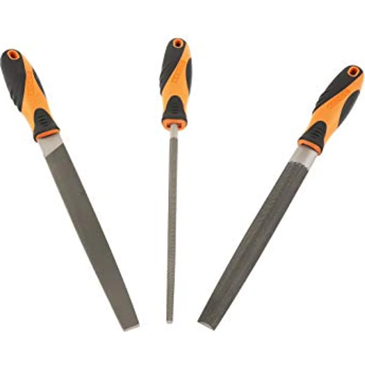 KENDO Feilenset 3-teilig, Flach, Rund und Halbrund aus T12 Werkzeugstahl, Härte bis 58 HRC, Klingenlänge 200 mm – Bild 3