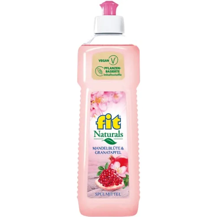 FIT fit Spülmittel Naturals Mandelblüte & Granatapfel, 500ml Geschirrspülmittel mit hoher Spülkraft und hautverträglicher Formel