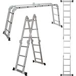 ALDORR 4x3 Klappleiter mit Plattform - Hochwertiges Aluminium - Tragfähigkeit bis 150 kg - Faltbar - Sicher und Zuverlässig (EN131) - Ausziehbare Leiter