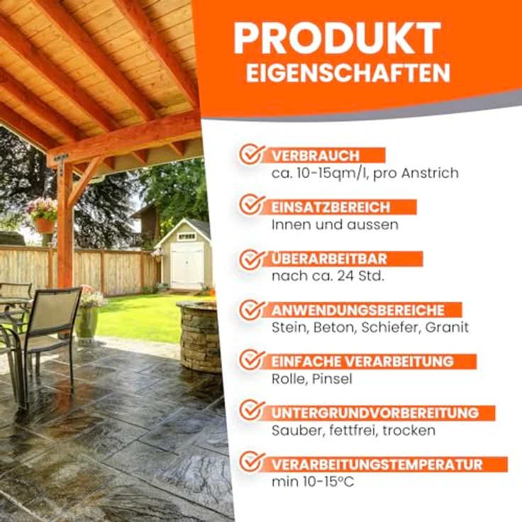 BEKATEQ Steinöl 10l - Schieferöl, Betonöl, Naturstein Öl & Steinimprägnierung für innen außen - Farblos - Hochwertige Pflege & Schutz - Made in Germany – Bild 2