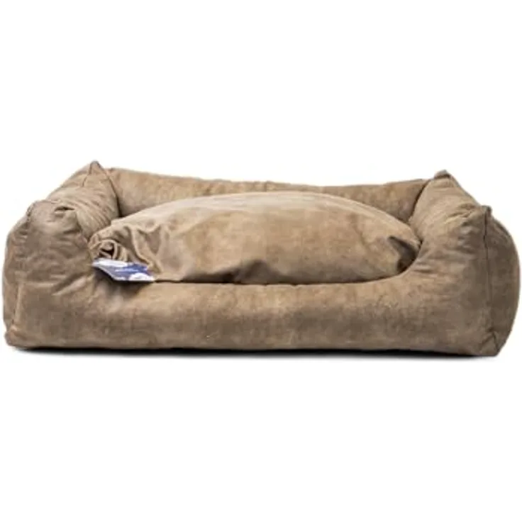 Holland Animal Care Lets Sleep Sweet Dreams, luxuriöses Hundebett mit Kissen und rutschfester Unterseite, taupe