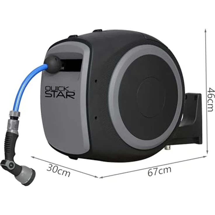 Quick Star Schlauchtrommel Pro, 40 m Wasserschlauch mit automatischer Aufrolltechnik und 180° Schwenkfunktion – Bild 4