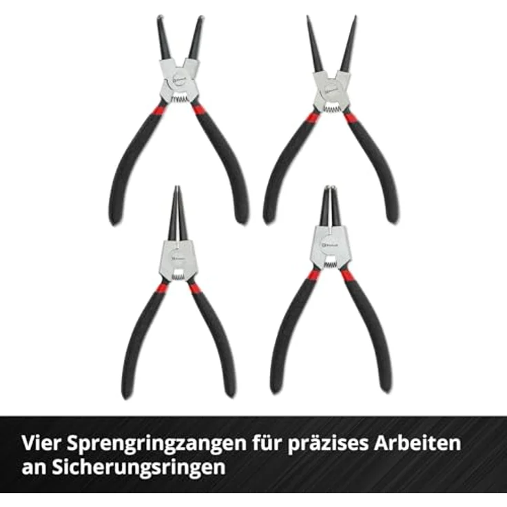 Einhell Pad Zangen 9-tlg. Set, Sprengringzangen, Wasserpumpenzange, Kombizange, Telefonzange, Seitenschneider, Teleskop-Magnet, E-Case-System – Bild 5