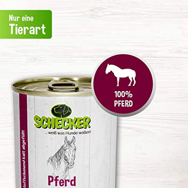 Schecker Nassfutter - 100% Pferd pur - geteidefrei - hypoallergen - echte, Reine Qualitätsware - 24 x 410 g – Bild 2