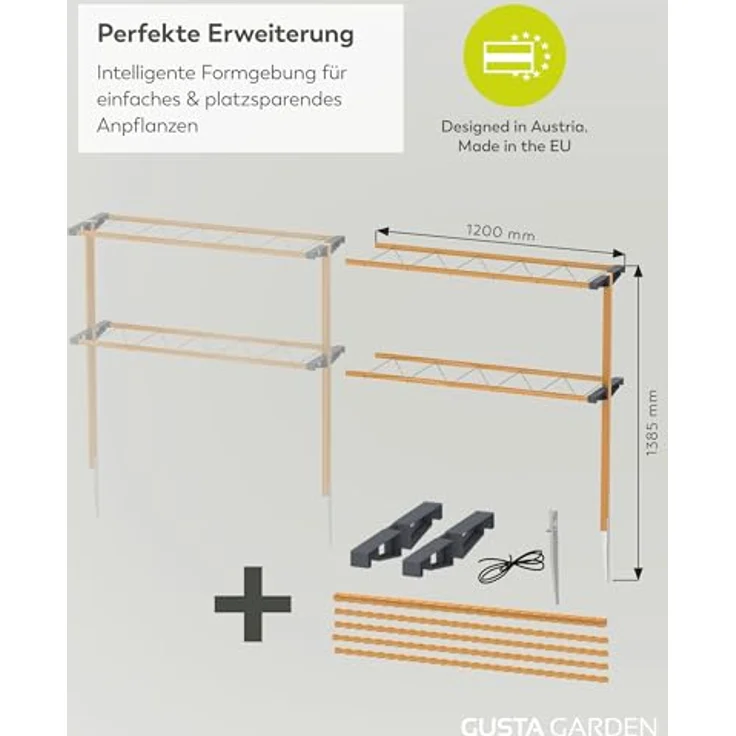 Gusta Garden Berry Buddy Erweiterung, Flexible Rankhilfe aus Holz für Himbeeren, Brombeeren & Heidelbeeren, erweiterbar um 120 cm, nachhaltig produziert in der EU – Bild 2