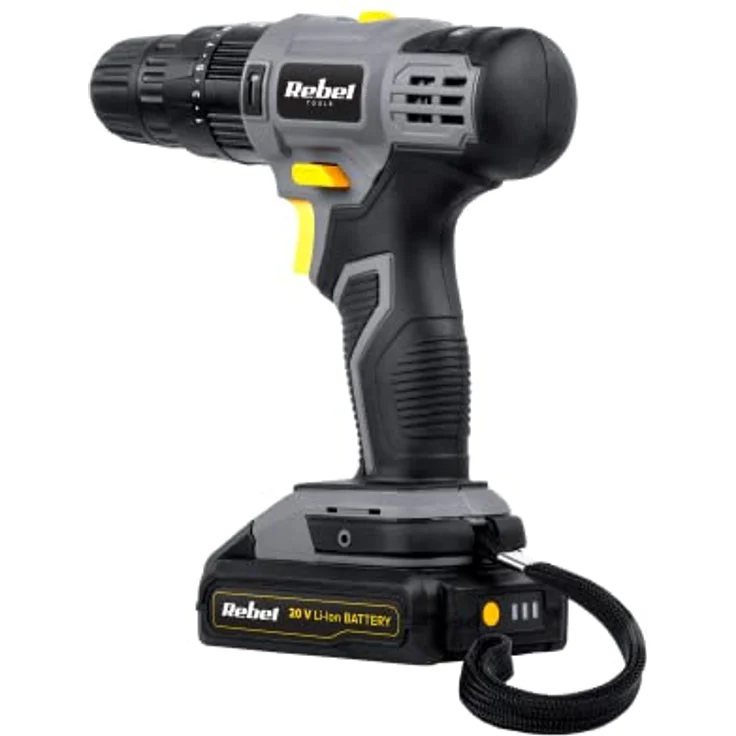Rebel Akku-Schlagbohrschrauber 20V, 2A, LED-Arbeitslicht, Aufbewahrungskoffer – Bild 4