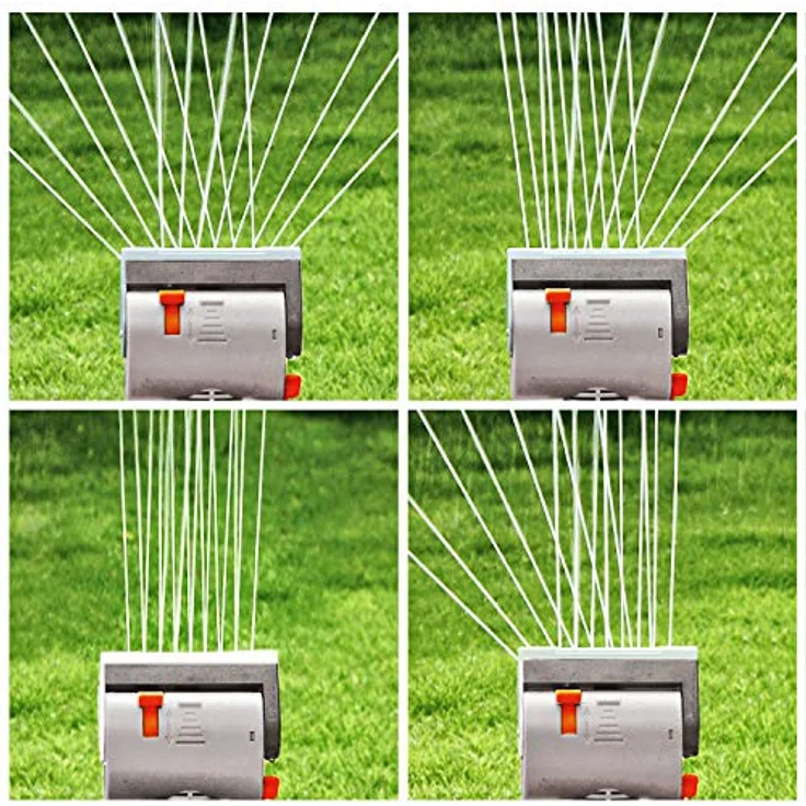 GRÜNTEK Mini - Rasensprenger mit 16 Düsen bis 378 m2 / 4069 ft2 Bewässerungsfläche mit Turbo-Motor, Viereckregner Sprinkler Rasen Sprenger, universeller EU Schnellanschluss – Bild 3