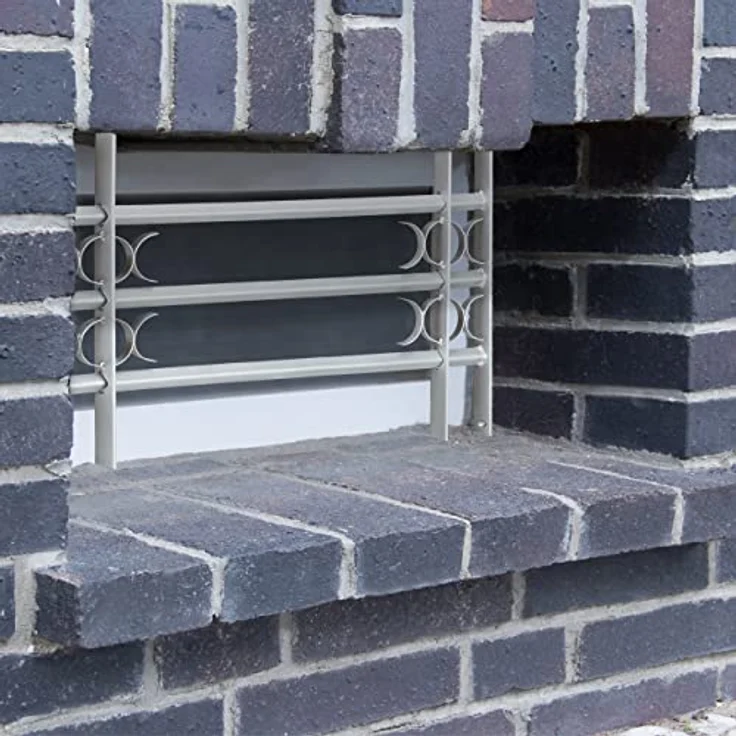 Fenstergitter Einbruchschutz, Ausziehbar, Aussen, Verzinkt, Stahl, 450 x 700-1050 mm, Sicherheitsgitter, grau – Bild 3