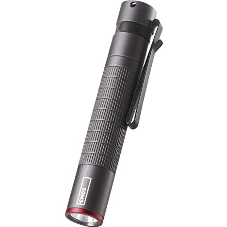 EMOS wasserdichte Mini-Taschenlampe, superhelle CREE-LED-Taschenlampe, 100 lm Metall-Stiftlampe mit 65 m Leuchtweite, Schutzart IP65, Stahlclip, schwarz, P3150 – Bild 1
