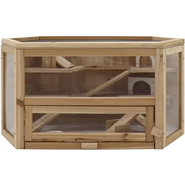 HTI living Kleintierkäfig Hamsterkäfig aus Fichtenholz, naturnahe Struktur, Maße ca. XX cm – Bild 2