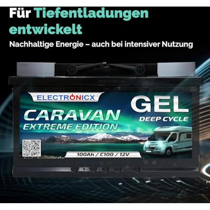 Electronicx Caravan EXTREME Edition GEL Batterie 100 AH 12V, wartungsfrei, auslaufsicher und stoßfest für Wohnmobil und Boot – Bild 2