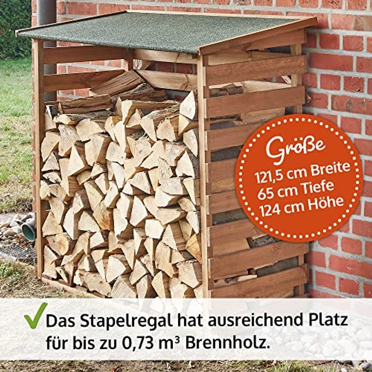 zooprinz Wetterfestes Brennholzregal, lasiertes Vollholz, 0,73 m³ Fassungsvermögen, ideale Luftzirkulation, trockene Lagerung – Bild 4