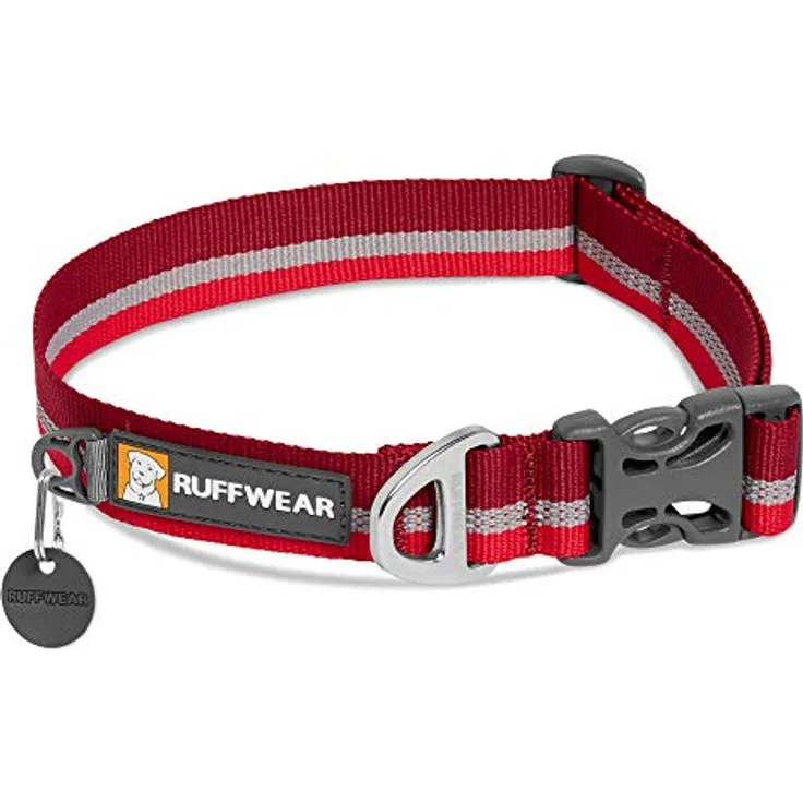 RUFFWEAR Crag Hundehalsband, Reflektierendes und Bequemes Halsband für den Täglichen Gebrauch, Vulkanrot, 51–66 cm