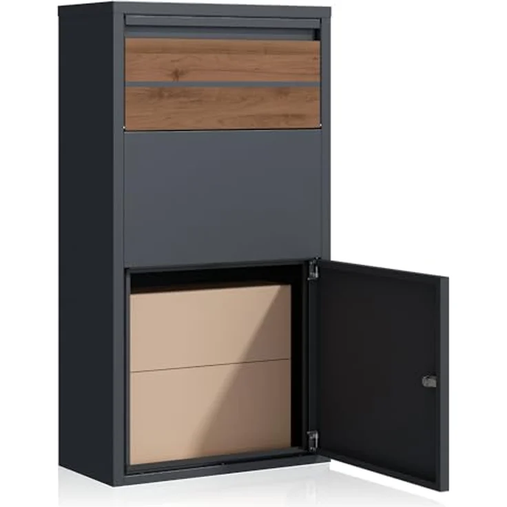Zelsius Paketbriefkasten, Walnuss, Anthrazit RAL 7016, pulverbeschichtet, mit Diebstahlsperre – Bild 5