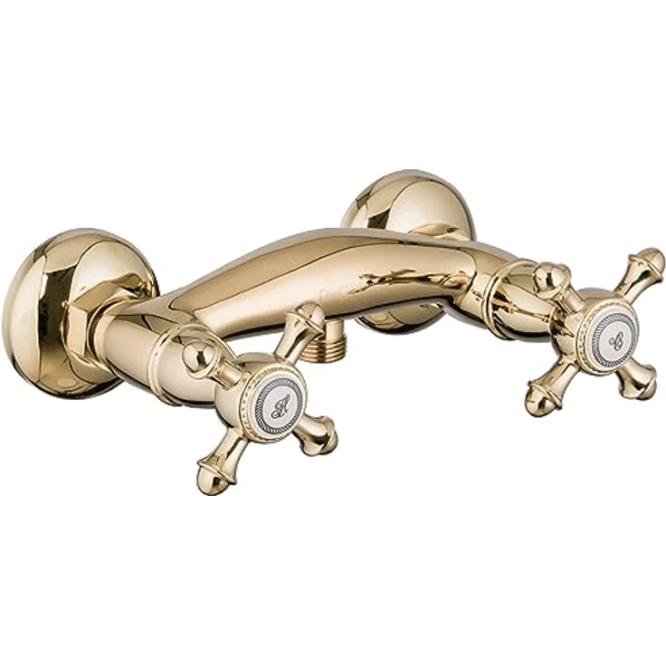 PaulGurkes Duscharmatur Gold Mischbatterie Antik Retro Zweigriffmischer – Bild 1