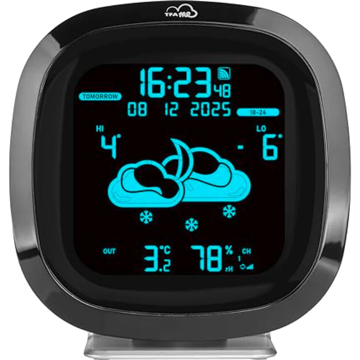 TFA TFAme 35.8102.01 WLAN Wetterstation, professionelle Wettervorhersage, invertiertes Display, Schwarz – Bild 2