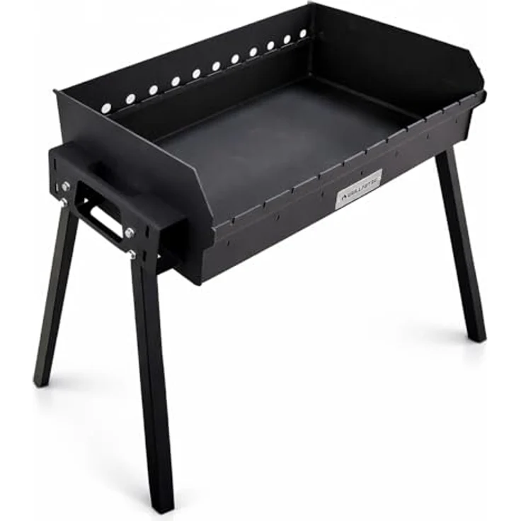 Grillpeter Profi Mangal Bulat 70 Schaschlikgrill aus 3mm Stahl mit Windschutzeinrichtung, für Holzkohle- und Holzgrillierung – Bild 2