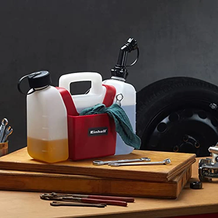 Original Einhell Kombi-Kanister (1,25 l Öltank, 3 l Benzintank, inkl. Werkzeugtasche) – Bild 2