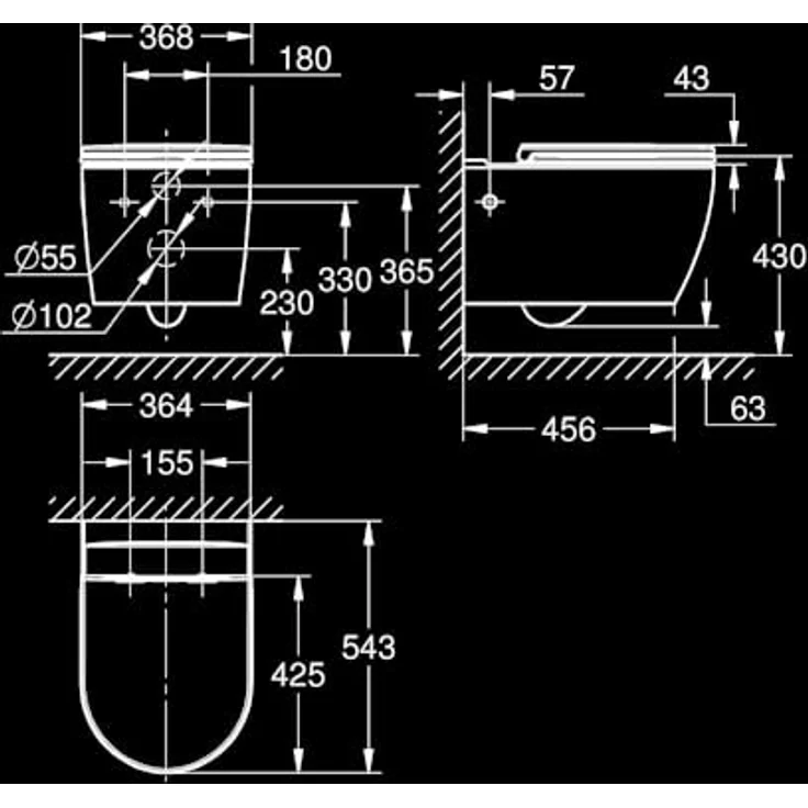 GROHE Start Round, Wand WC-Set für Unterputz-Spülkästen, spülrandlos, mit Soft-Close Deckel, werkzeuglos abnehmbar, Spülmenge 3/5 l, alpinweiß, 103848SH00 – Bild 2