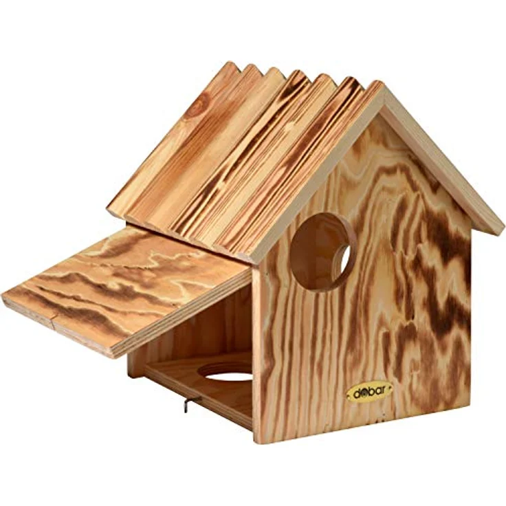 dobar® 22231FSCe Eichhörnchenkobel - Eichhörnchenhaus aus Massivholz - Futterhaus für Eichhörnchen - Eichhörnchen Schlafhaus mit 3 Eingängen - 26 x 26 x 29 cm - Geflammt – Bild 2