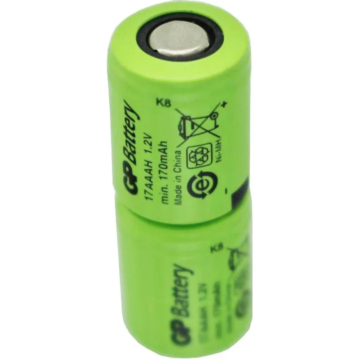 GP KAN 1/3AAA Micro NiMH Akkupack, 2,4 Volt, 170mAh, hohe Leistung, ca. 28x11mm