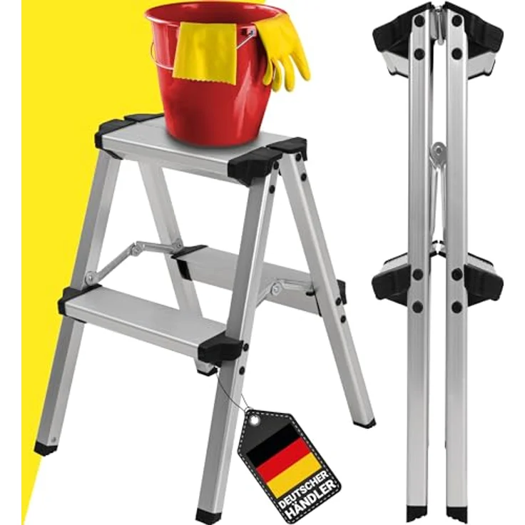 Craftfull Doppel-Klapptritt CF-131A Trittleiter Stufenstehleiter Alu Leiter (2 x 2 Stufen) – Bild 2