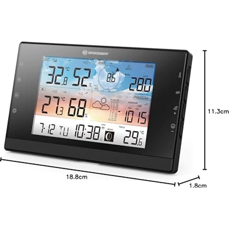 Bresser WSC Wetterstation Funk mit 5-in-1-Außensensor, WLAN, Farbdisplay und Solarpanel, Wind- und Regenmesser – Bild 3