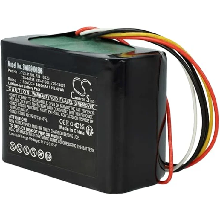 Vhbw Akku Ersatz für Robomow 725-18426, 753-11203, 753-11204, 725-14826, 725-14827, 6400mAh, 18,5V, Li-Ion, 5 Zellen – Bild 8
