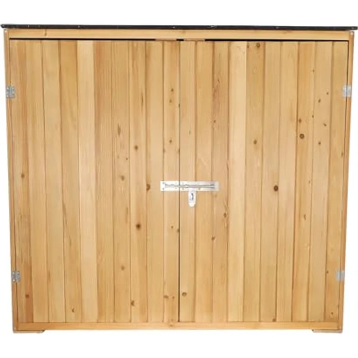 Wiltec Gartenhaus mit Doppeltür, Geräteschrank aus Holz in Naturfarbe, 136 x 58 x 127 cm – Bild 4