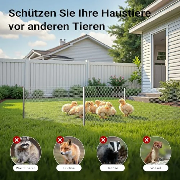 Wiltec Volierendraht 10 x 0,5 m, verzinkter Hasendraht mit 25 mm Maschenweite, wetterfester Hühnerdraht für Gehege – Bild 6