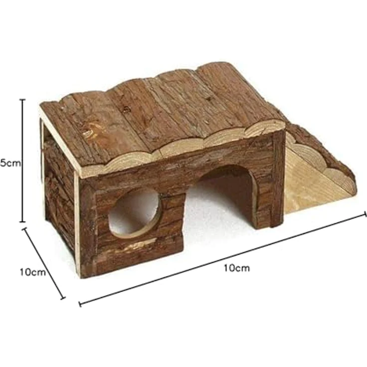 Karlie Wonderland Naturholzhaus mit Leiter für Nager, L: 40 cm B: 18 cm H: 16 cm, giftstofffrei – Bild 2